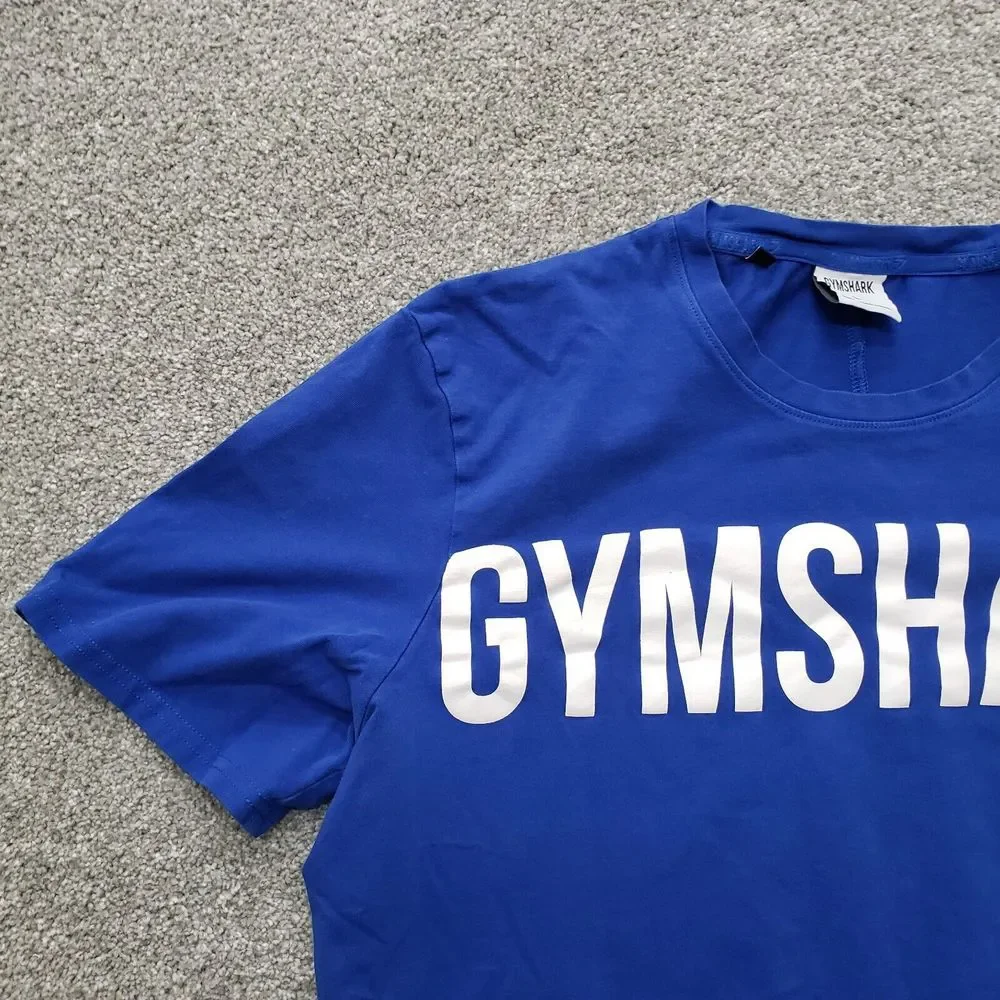 Gymshark Shirt Adult Large Blue Short Sleeve Crew Spell Out Logo Ladies - Picture 3 of 10